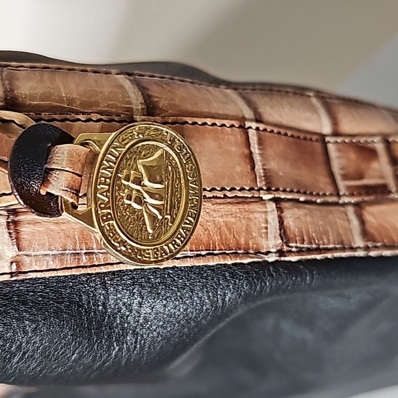 Brahmin Small Shoulder Purse/ Bag Black and Tan - Picture 2 of 16